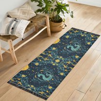 Yayeee Runner Rug for Bedroom 2'x6' Machine Washable Hallway Non Slip Mat, Green Dragon Flowers