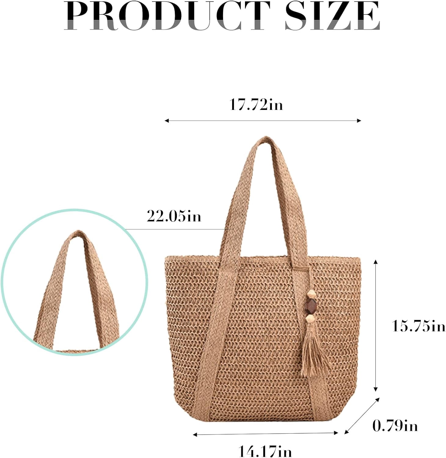 Kukuzhu Straw Beach Bag, Summer Woven Tote Bag with Tassels Large Shoulder Handbag Straw Purses and Handbags for Women