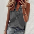 thumbnail image 3 of Mittory Women Sleeveless Tank Top Summer Basic V Neck Sleeveless Tunic Tops Loose Fit Solid Color Ruffle Collar Blouse, 3 of 5