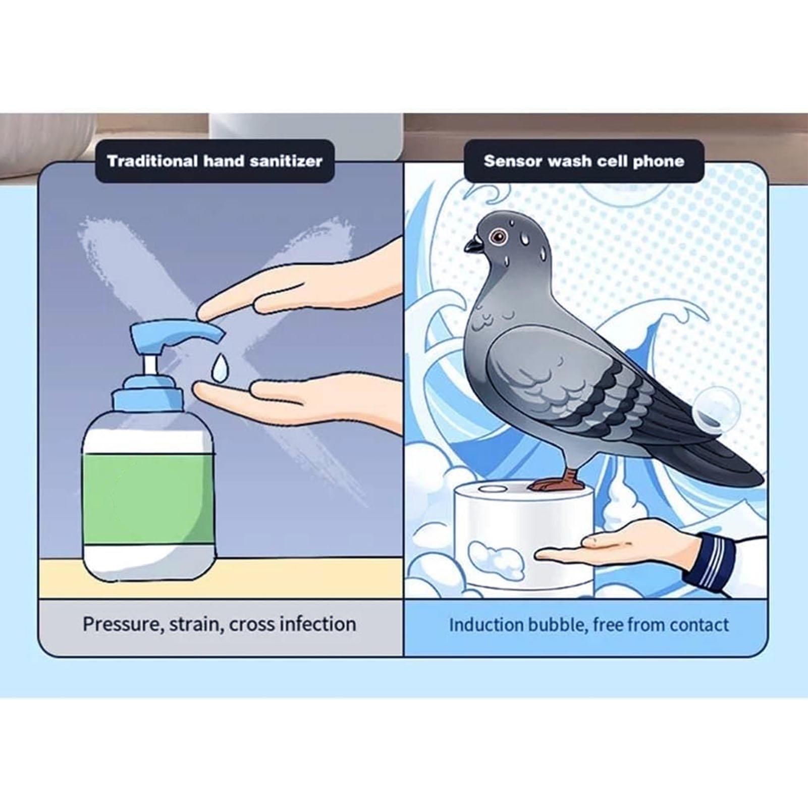 BIMZUC Blue Bird Touchless Foam Soap Dispenser – Automatic Induction Hand Wash, ABS Refillable, Kitchen & Bathroom
