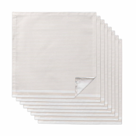 Farmhouse Beige White Striped Cloth Napkins, Modern Stripes Washable and Reusable Dinner Napkins Set of 8, Table Napkin for Kitchen Party Birthday Wedding Hotel Housewarming 20"x20"