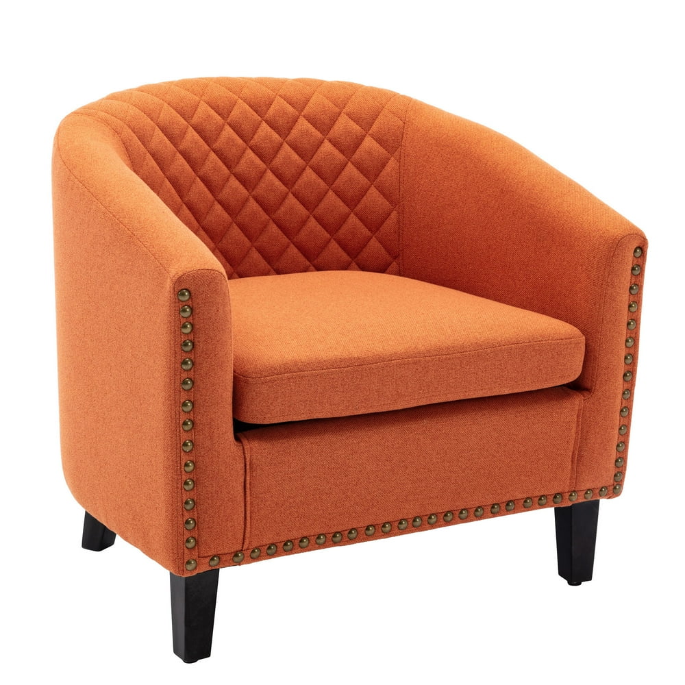 accent Barrel chair living room chair with nailheads and solid wood