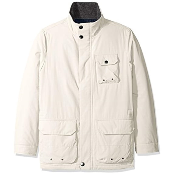 Nautica Mens Multi-Pocket Parka Coat, White, Medium