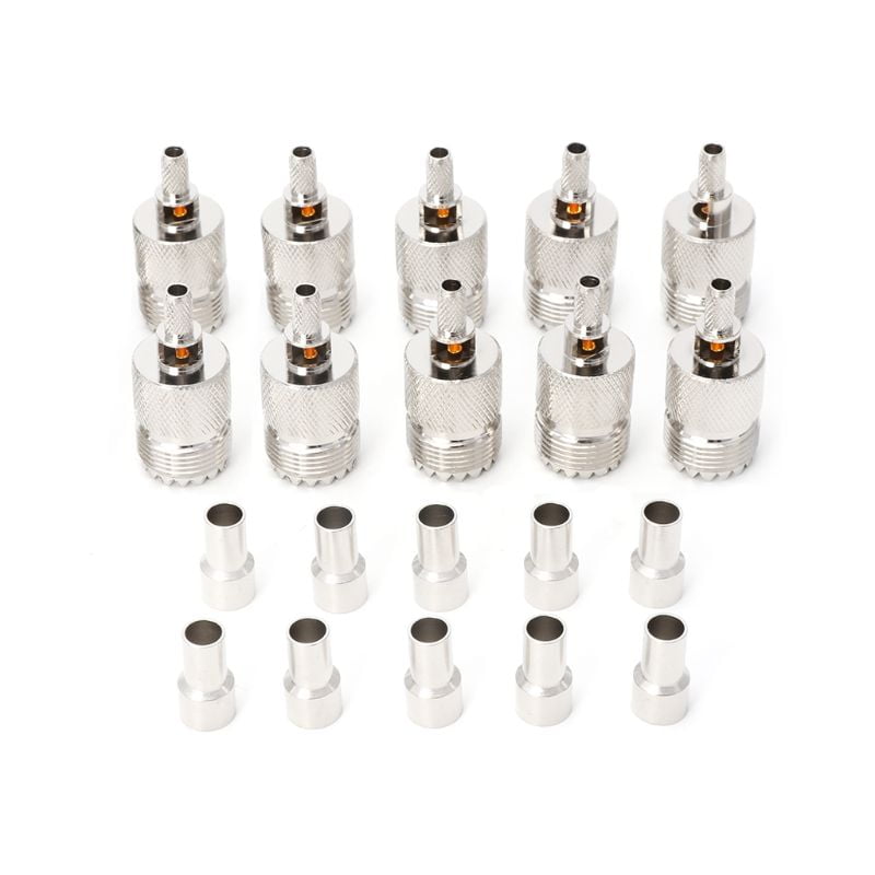 10 Packs PL-259 UHF Female Crimp Connector LMR195 RG58 Coaxial Cable 