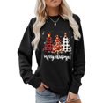 thumbnail image 2 of Vêtements d'automne pour femmes, couleur unie, imprimé arbre de noël, pulls en polaire, tenue quotidienne, 2 of 8