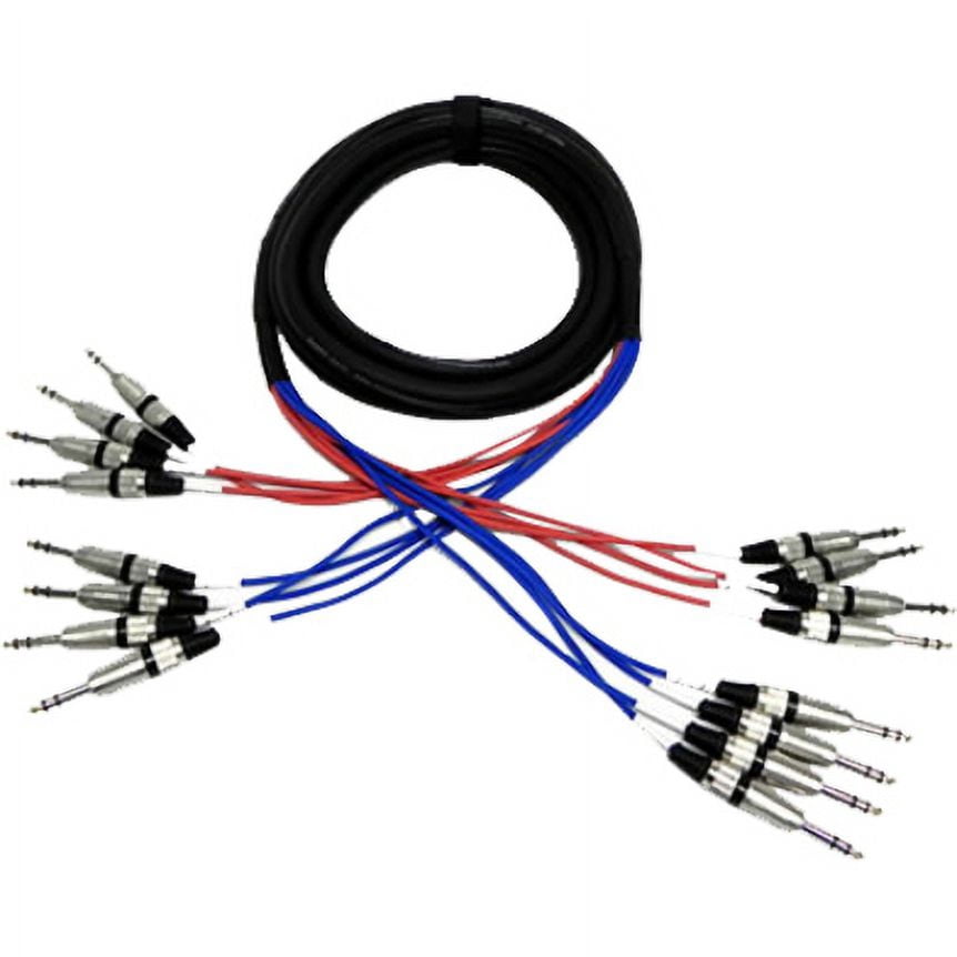 Seismic Audio NEW 8 CHANNEL TRS SNAKE CABLE -15 Feet -Pro Audio Patch - SASRT-8x15
