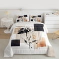 thumbnail image 3 of Homewish Watercolor Rose Women Bedding Comforter Set, Square Rectangle Abstract Twin Comforter Sets, Modern Fashion Ink Reversible Bedding Set, Lightweight Room Decor, 2pcs, 3 of 9