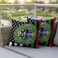 thumbnail image 4 of Independence Day Pillow Covers 2 Pack US Flag Day Patriotic Weclome Wreath Red Black Stripes Pillowcase Waterproof Outdoor Throw Pillow Cover for Patio Garden Square Cushion 20”x20”, 4 of 9