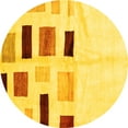 thumbnail image 1 of Ahgly Company Indoor Round Solid Yellow Modern Area Rugs, 4' Round, 1 of 4