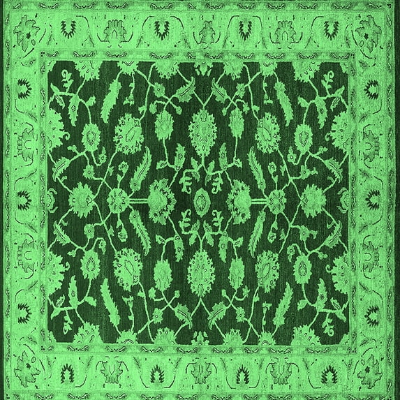 Ahgly Company Indoor Square Oriental Emerald Green Traditional Area Rugs, 6' Square
