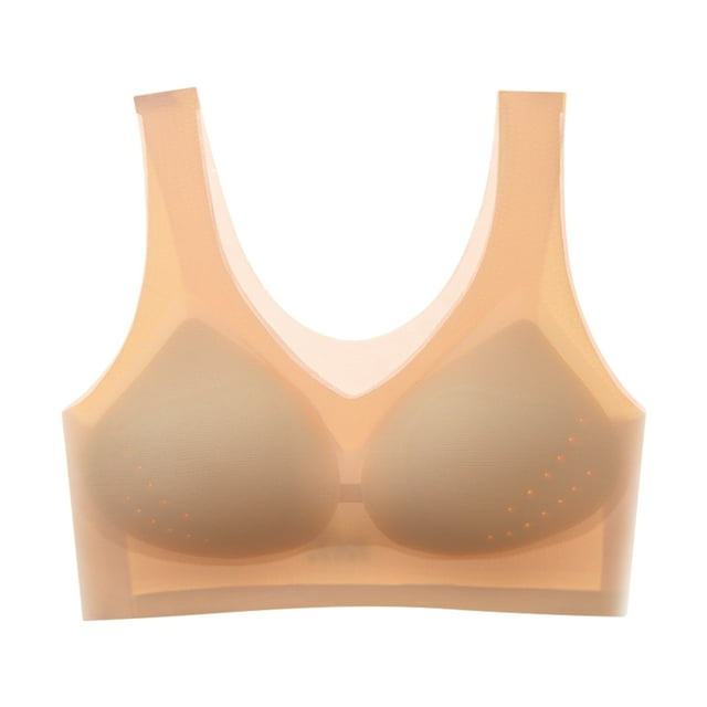Sonducket Poliéster, fácil de limpiar y antigolpes, sujetador deportivo súper fino de verano para mujer, sujetador de aire de seda helada Ropa interior Color de piel l