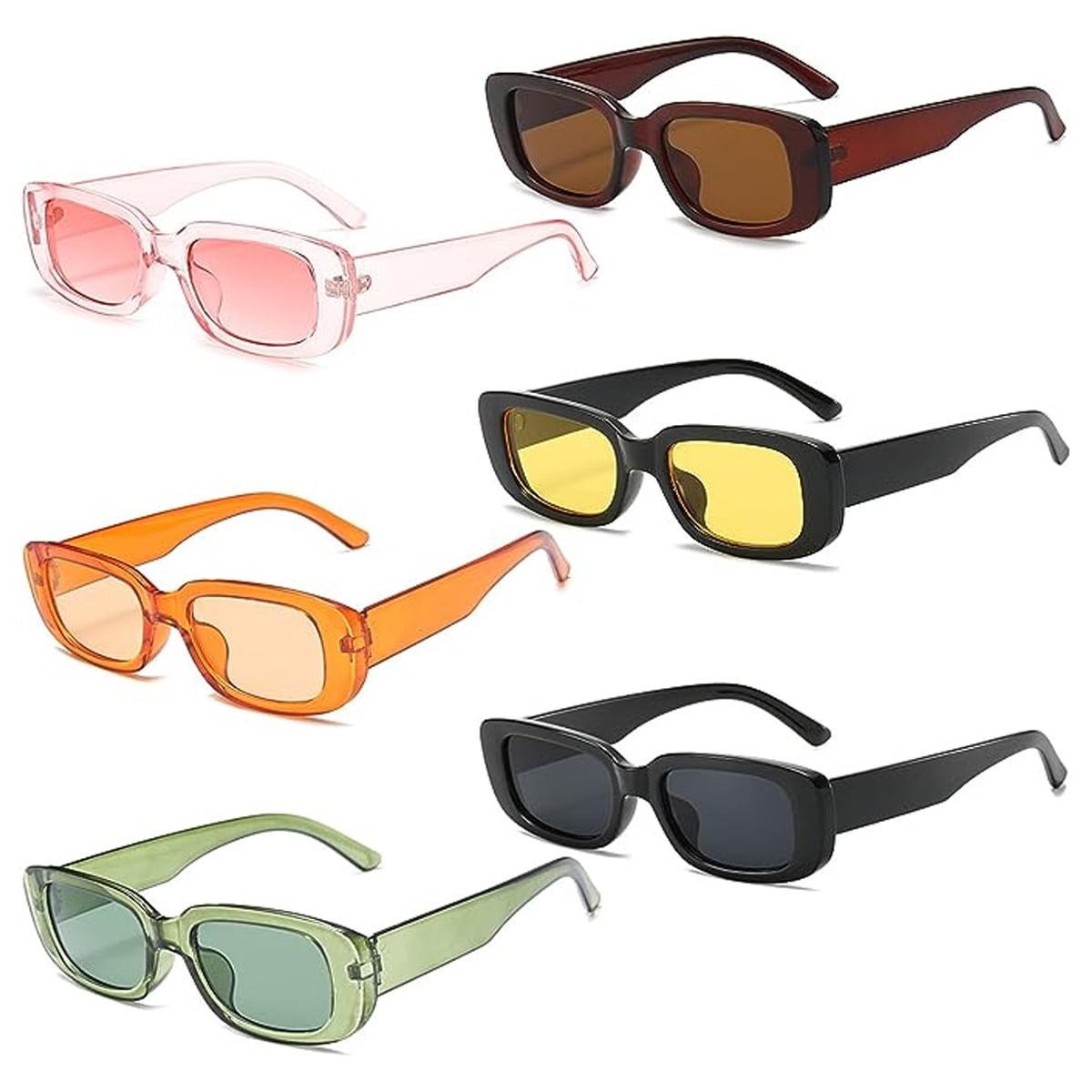 6 Pieces Retro Sunglasses Vintage Sunglasses Small Square