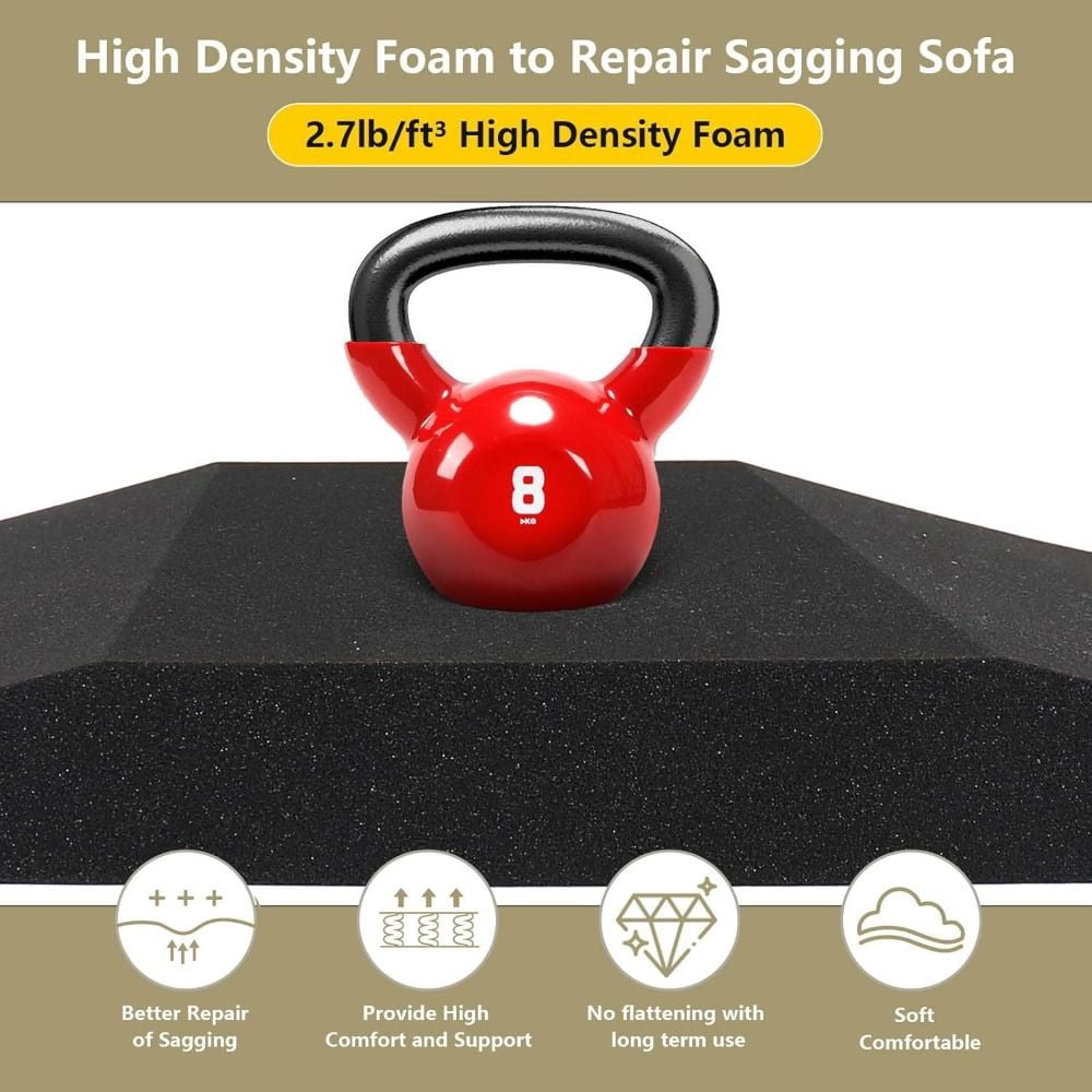 Durable High-Resilience Sofa Cushion Support - 50x50cm Square Sponge Insert for Couch Seat Repair, Anti-Sagging Furniture Padding for Living Room