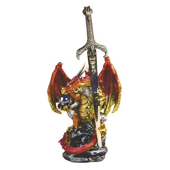 FC Design 5"H Red Dragon with Sword Figurine Statue Sculpture Ornament Decoration Home/Room Decor and Unique Gift Ideas for Housewarming, Holidays and Birthdays
