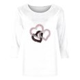 thumbnail image 4 of ZHYou Womens T-Shirts Valentine's Day Loose Fit 3/4 Sleeve Valentine's Day Printed V-Neck Casual Soft Spring Summer Shirts,White,M, 4 of 4