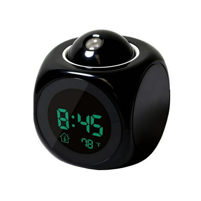 COM1950s Kids Alarm Clock, Digital Wall Clock, Projection Digital Alarm Clock with Weather Stations Digital Lcd Wall Projection Alarm Clock Temperature Display Colorful Led Temperature Display
