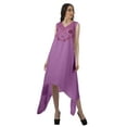 thumbnail image 2 of Moomaya Robe de Plage pour Femmes Sans Manches en Rayonne Unie à Ourlet Asymétrique pour Fête, 2 of 5