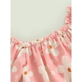 thumbnail image 5 of Bagilaanoe 2pcs Toddler Baby Girl Short Pants Set Floral Print Short Sleeve Off Shoulder Tops + Shorts with Belt 12M 18M 24M 3T 4T 5T Kids Casual Summer Outfits, 5 of 9