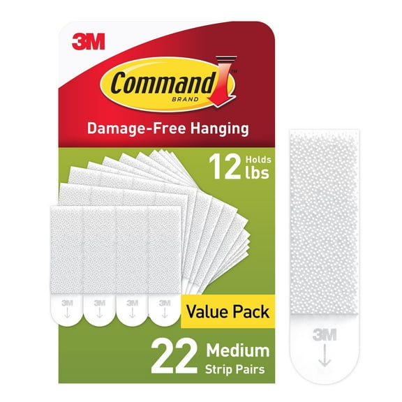 Command Medium Picture Hangers, Holds 10 lbs, White, Damage-Free Hanging, 22 Pairs Adhesive Strips