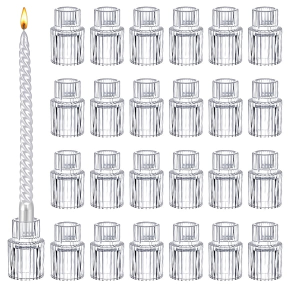 24 Pcs Taper Glass Candlestick Holders Small Candle Stick Holder Wedding Decor Table Centerpiece Bulk