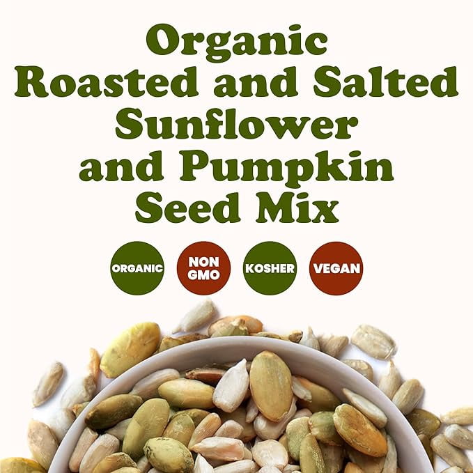 Organic Dry Roasted Sunflower and Pumpkin Seed Mix with Himalayan Salt, 2 Pounds – Oven Roasted, Lightly Salted, No Oil, Perfect for Baking and Salads, Vegan, Kosher, Bulk - by Food to Live