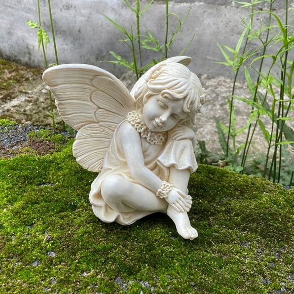Angel Statues for Garden, Angel Face-Supporting Statue Cute Face-Supporting Legged Angel Resin Statue Home Collection and Outdoor Garden Decoration