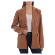 Avec Les Filles Women's Juniors Vegan Leather Blazer