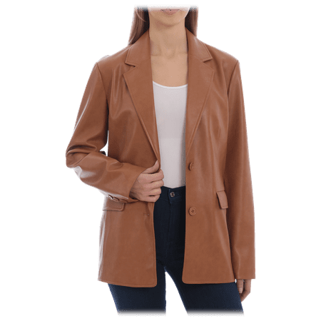 Avec Les Filles Women's Juniors Vegan Leather Blazer