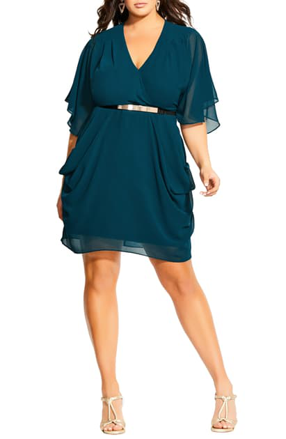 Draped Chiffon Dress Green 