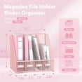 thumbnail image 2 of INTIGE Metal Office Desk File Holder with 4 Vertical Compartments, Desktop Magazine File Holder, Pink, 2 of 6
