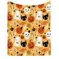 thumbnail image 2 of Halloween Ghost, Pumpkin & Bat Blanket, Soft Flannel Fleece Warm Throw, Couch/Bed/Outdoor Party Blanket, Machine-Washable Holiday Decor Throw(59×51.18in), 2 of 5