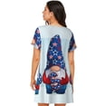 thumbnail image 2 of Bixox Cute Gnomes in USA1 Pattern Women's Nightgown, Soft & Breathable Sleepwear, Round Neck Knee-Length Pajama Dress,Loungewear for Home & Sleep, 2 of 7