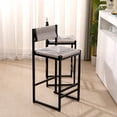 thumbnail image 4 of Modern Bar Stools 2 Piece Set with Footrest, Counter Height Bar Seat with Handmade Paper Rope Crafted Backrest and Cushion, Farmhouse Style Design for Kitchen Island, Bar and Counter, Grey, 4 of 9