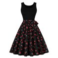 thumbnail image 1 of Vestido de Verano para las Mujeres, Suelto Impreso sin Mangas Vestido Casual con Cuello en V con Doblado Grande Hecho de Poliéster Transparente Airy, Vestido Sexy para las Mujeres, 1 of 5