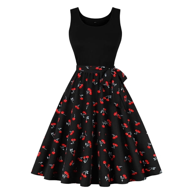 Vestido de Verano para las Mujeres, Suelto Impreso sin Mangas Vestido Casual con Cuello en V con Doblado Grande Hecho de Poliéster Transparente Airy, Vestido Sexy para las Mujeres