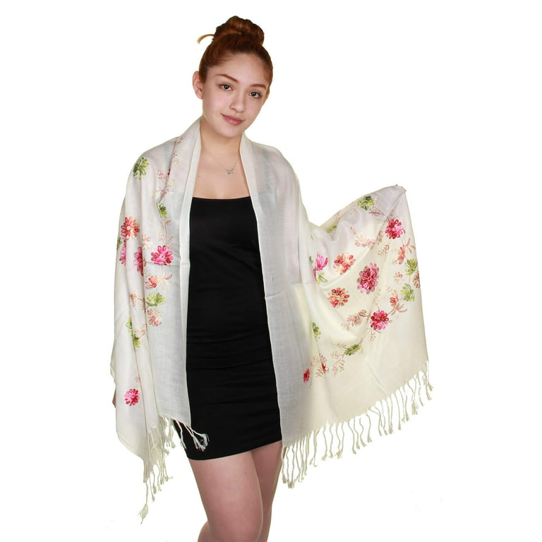 Thick Winter Poncho Women Scarf Luxury Floral Warm Shawl and Wrap