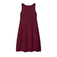 thumbnail image 4 of Women's Summer Floral Boho Maxi Dress Fashion Women Solid Round Neck Sleeveless Beach Dresses Vacation Coverup Pockets DressWine XXL, 4 of 9
