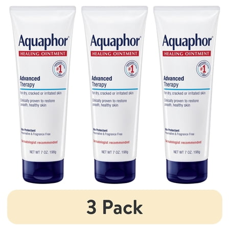 (3 pack) Aquaphor Healing Ointment Skin Protectant for Dry, Cracked, Irritated Skin, Fragrance Free, 7 oz