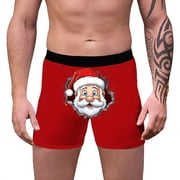 FhsagQ Underwear Mens Underwear Boxers Briefs Loose Super Fit Mens Christmas Underwear 3D Printed Breathable and Comfortable Inner Mid Rise With Waist Boyshort Underwea Features Red XL