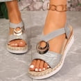 thumbnail image 6 of Viluyesy Womens Wedge Sandals, Peep Toe Comfort Fashion Striped Summer Casual Dressy Shoes Gray US6, 6 of 9