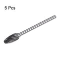 thumbnail image 3 of Uxcell 5 Pack 1/4" (6mm) Head 1/8" (3mm) Shank Flame H Shape Single Cut Carbide Rotary Burrs, 3 of 5