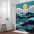 thumbnail image 5 of Abstract Blue Black Wave Fabric Shower Curtain Sky Modern Art Washable Shower Curtains for Bathroom, Waterproof Bath Curtain with Hooks Home Decor 72x72in, 5 of 8