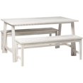 thumbnail image 1 of Vincent Solid Acacia Wood 3 Piece Chevron Dining Set in White Wash, 1 of 5