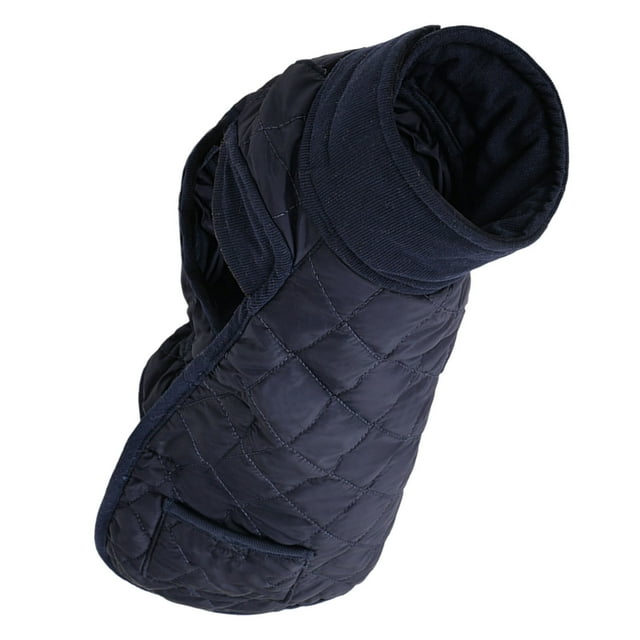 Warm Winter Outdoor Coat for Dogs – Windproof Adjustable Jumpsuit with Pocket and Leash Slot Suitable for Long Bodied Dogs in Beige Blue Lightweight Polyester for Indoor and Outdoor Use