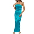thumbnail image 3 of ZyeKqe Satin Dresses for Women Strapless Tube Long Dresses Solid Color Maxi Dress Elegant Wedding Guest Dresses, 3 of 8
