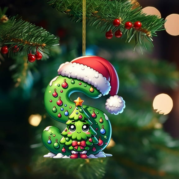 Nilvkv 2D Acrylic Christmas Tree 26 Letter Pendant Decorative Gift Family Christmas Party Pendants, Christmas Decorations, Christmas Gifts