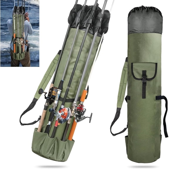 Sparklane - Fishing Rod Bag Fishing Rod Case Portable foldable Fishing Pole Bag Large Capacity Fishing Rods and Tackles Storage Bag Holds 5 Poles