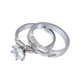 thumbnail image 4 of Rhodium Plated Sterling Silver 925 Engagement Ring Wedding Band Set White CZ Female Size 9, 4 of 4