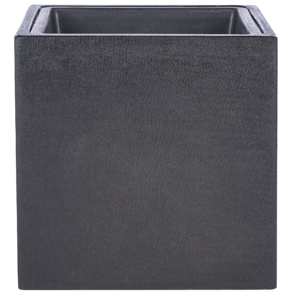 SAFAVIEH Larlen Concrete Modern Solid Round Patio Planter, Black
