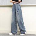 thumbnail image 6 of CAUYDY Autumn School Girls Jeans Children's Loose Cute Heart Print Cowboy Wide Leg Pants with Pockets Sizes 13-14 Years, 6 of 6